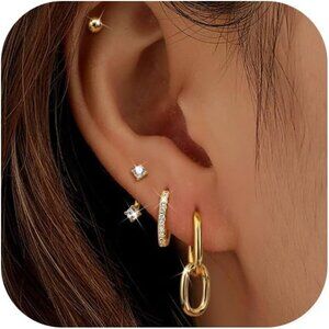 4 Pairs Gold Hoop Earrings Set for Women Trendy Hypoallergenic Surgical